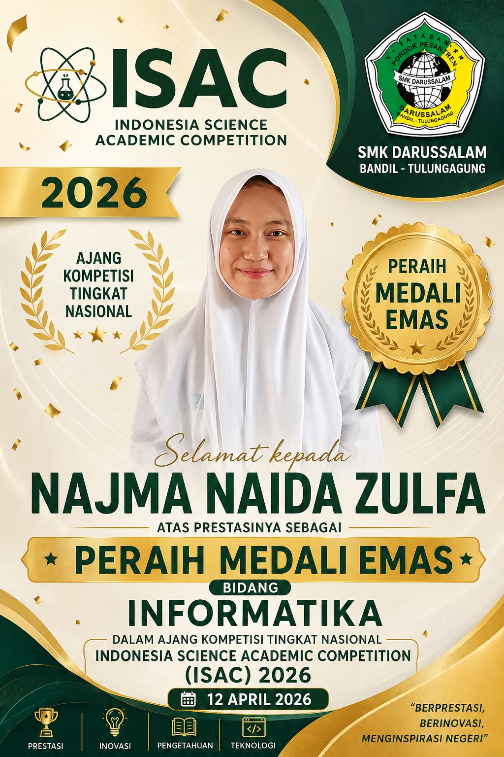 Juara lomba isac di bidang informasi